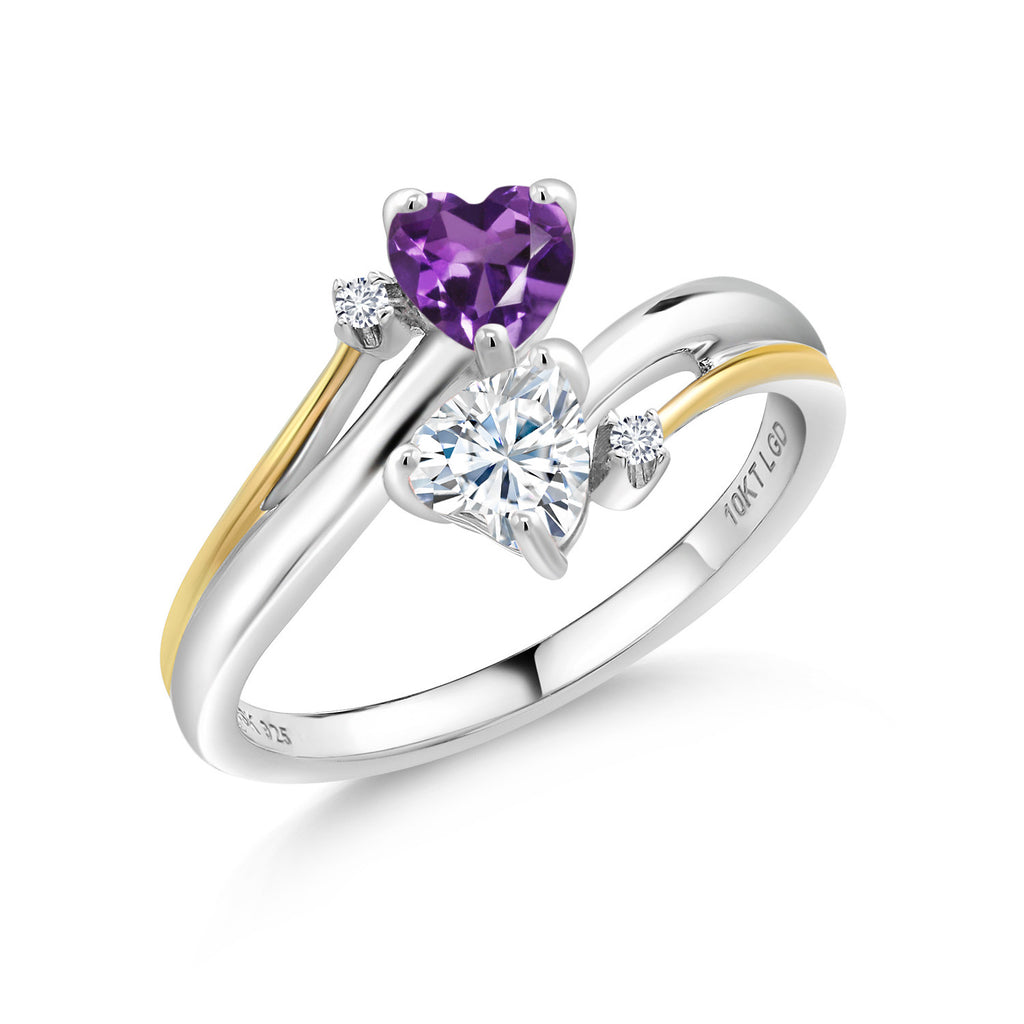 Amethyst - February_6_Ring in 925 Sterling Silver and 10K Yellow Gold
