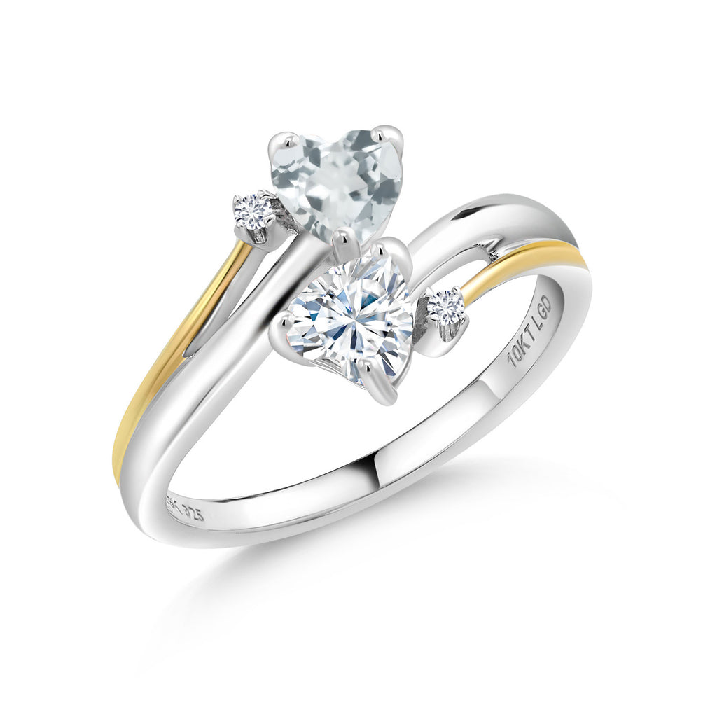 Aquamarine - March_9_Ring in 925 Sterling Silver and 10K Yellow Gold