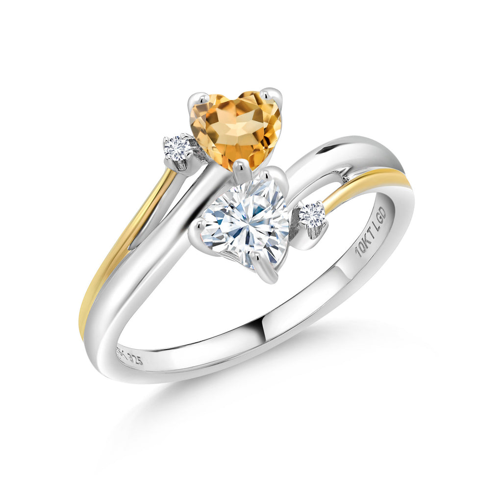 Citrine - November_5_Ring in 925 Sterling Silver and 10K Yellow Gold
