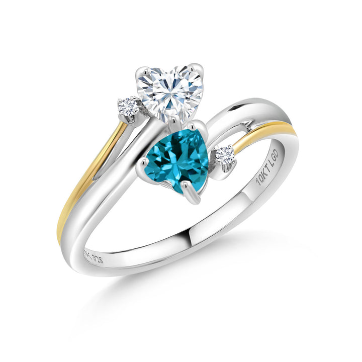 London Blue Topaz - November_5_Ring in 925 Sterling Silver and 10K Yellow Gold