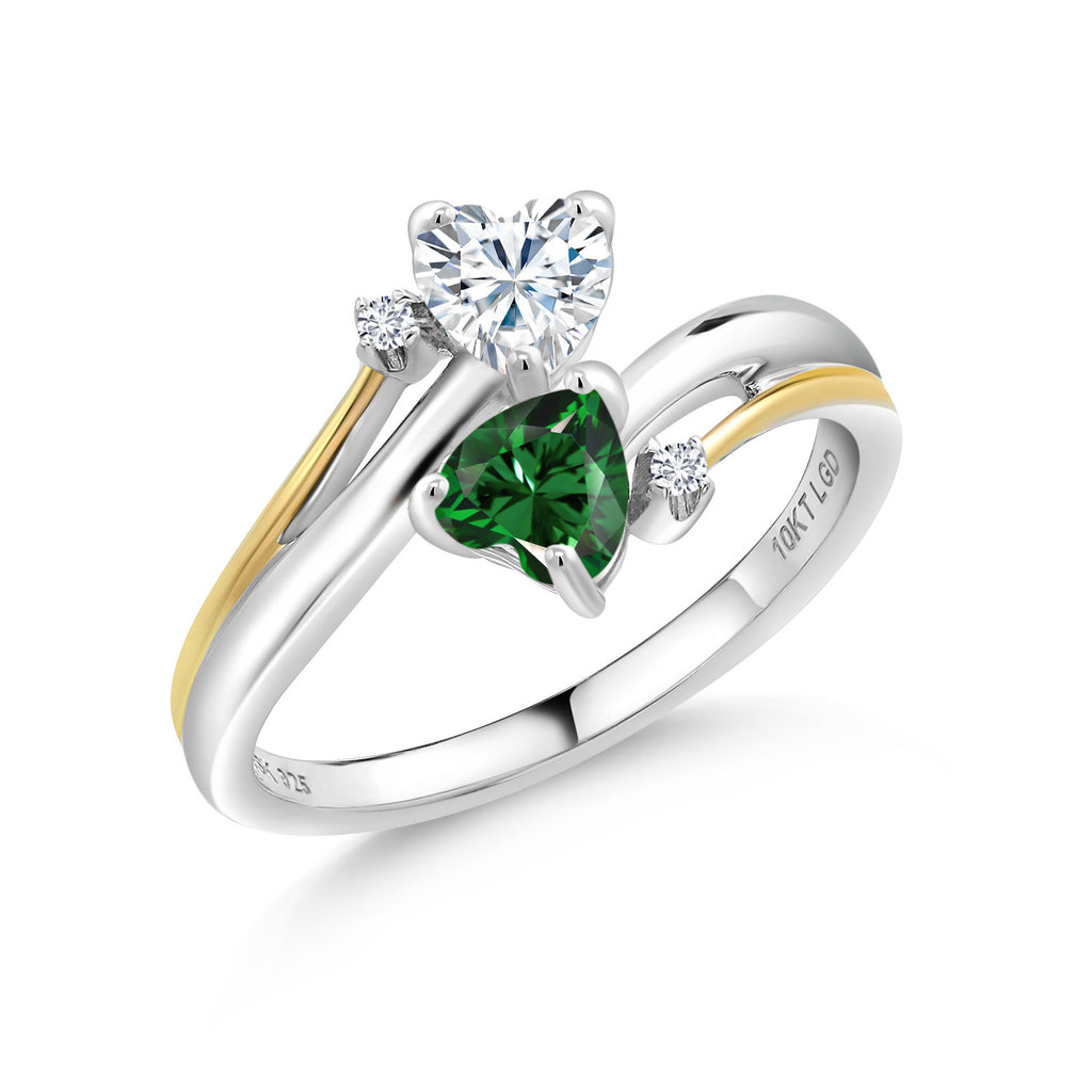Nano Emerald - May_5_Ring in 925 Sterling Silver and 10K Yellow Gold