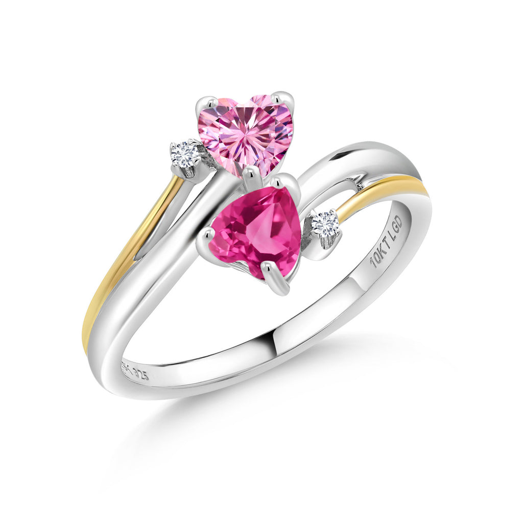 Pink Created Sapphire - September_7_Ring in 925 Sterling Silver and 10K Yellow Gold
