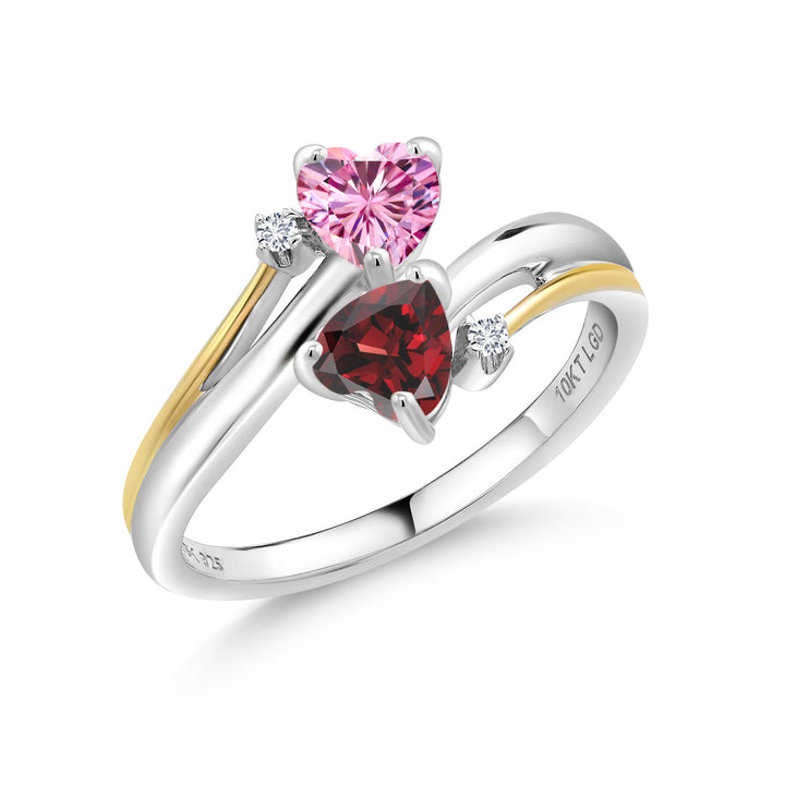 Garnet - January_5_Ring in 925 Sterling Silver and 10K Yellow Gold