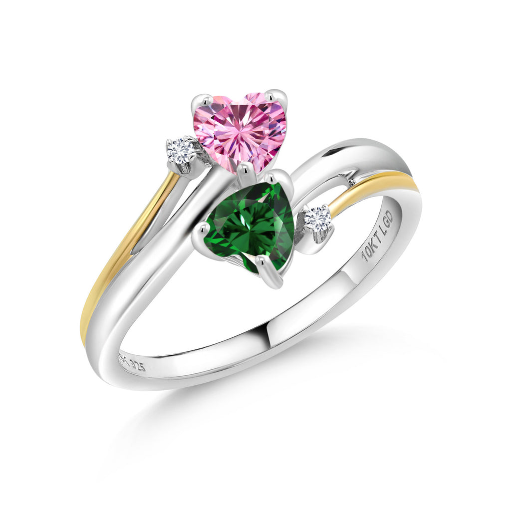 Nano Emerald - May_7_Ring in 925 Sterling Silver and 10K Yellow Gold