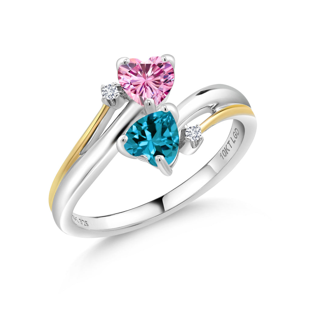 London Blue Topaz - November_8_Ring in 925 Sterling Silver and 10K Yellow Gold