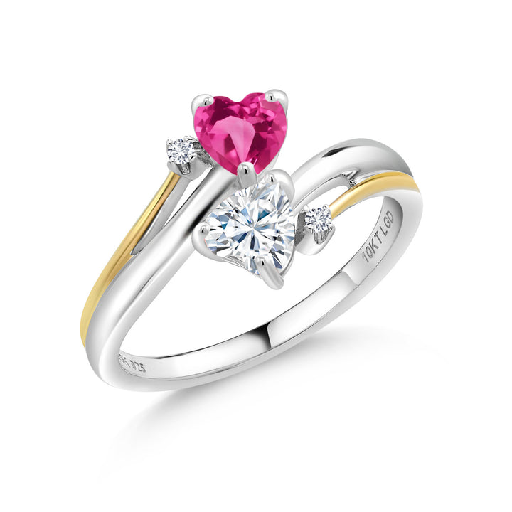 Pink Created Sapphire - September_5_Ring in 925 Sterling Silver and 10K Yellow Gold