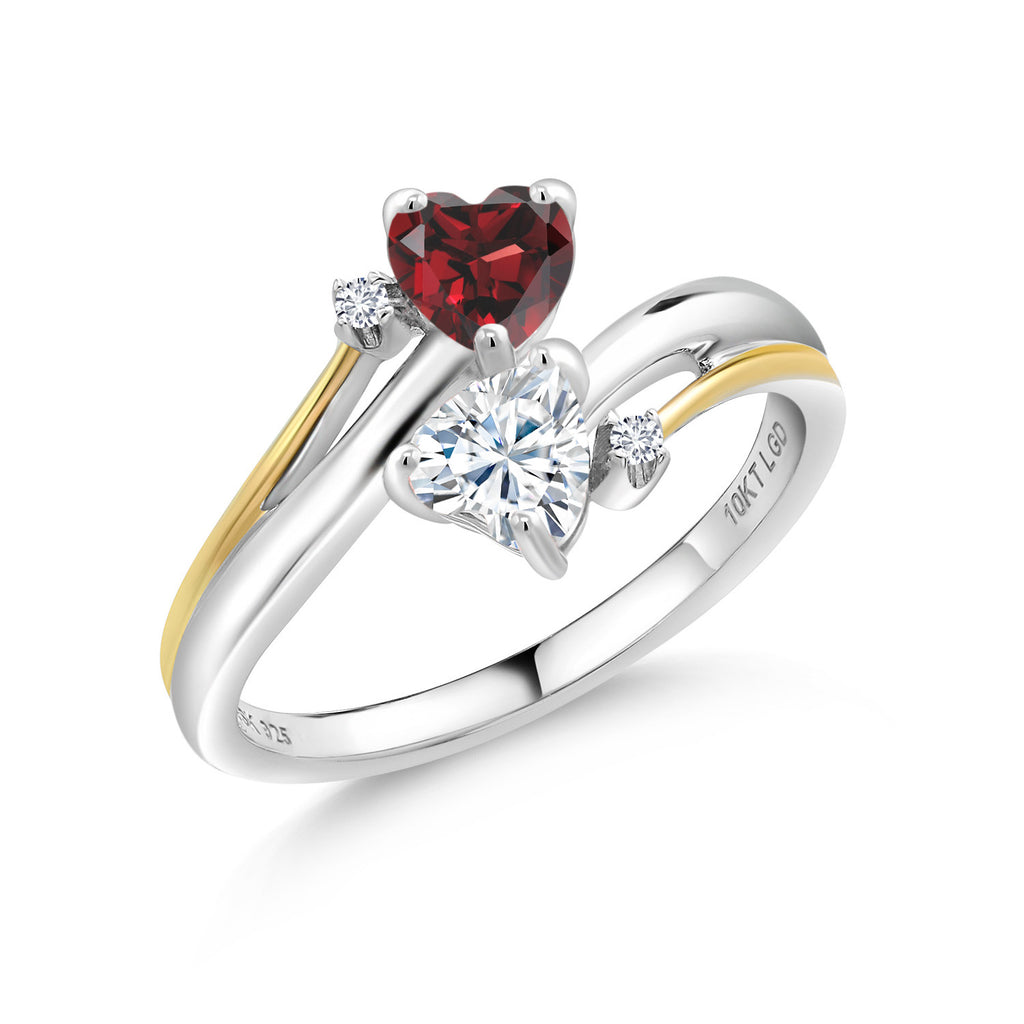 Garnet - January_9_Ring in 925 Sterling Silver and 10K Yellow Gold