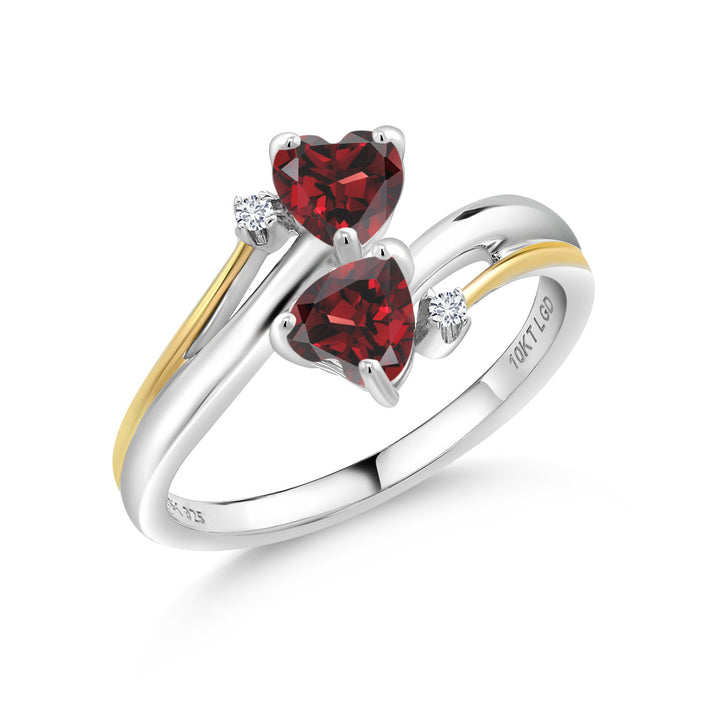 Garnet - January_5_Ring in 925 Sterling Silver and 10K Yellow Gold
