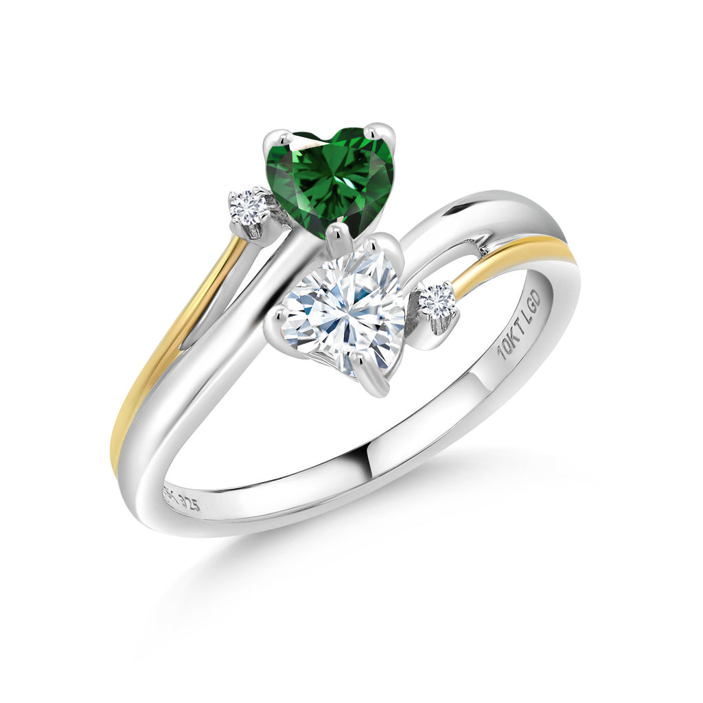 Nano Emerald - May_7_Ring in 925 Sterling Silver and 10K Yellow Gold