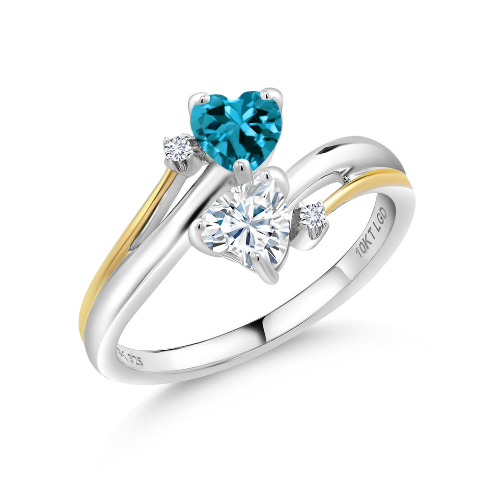 London Blue Topaz - November_8_Ring in 925 Sterling Silver and 10K Yellow Gold