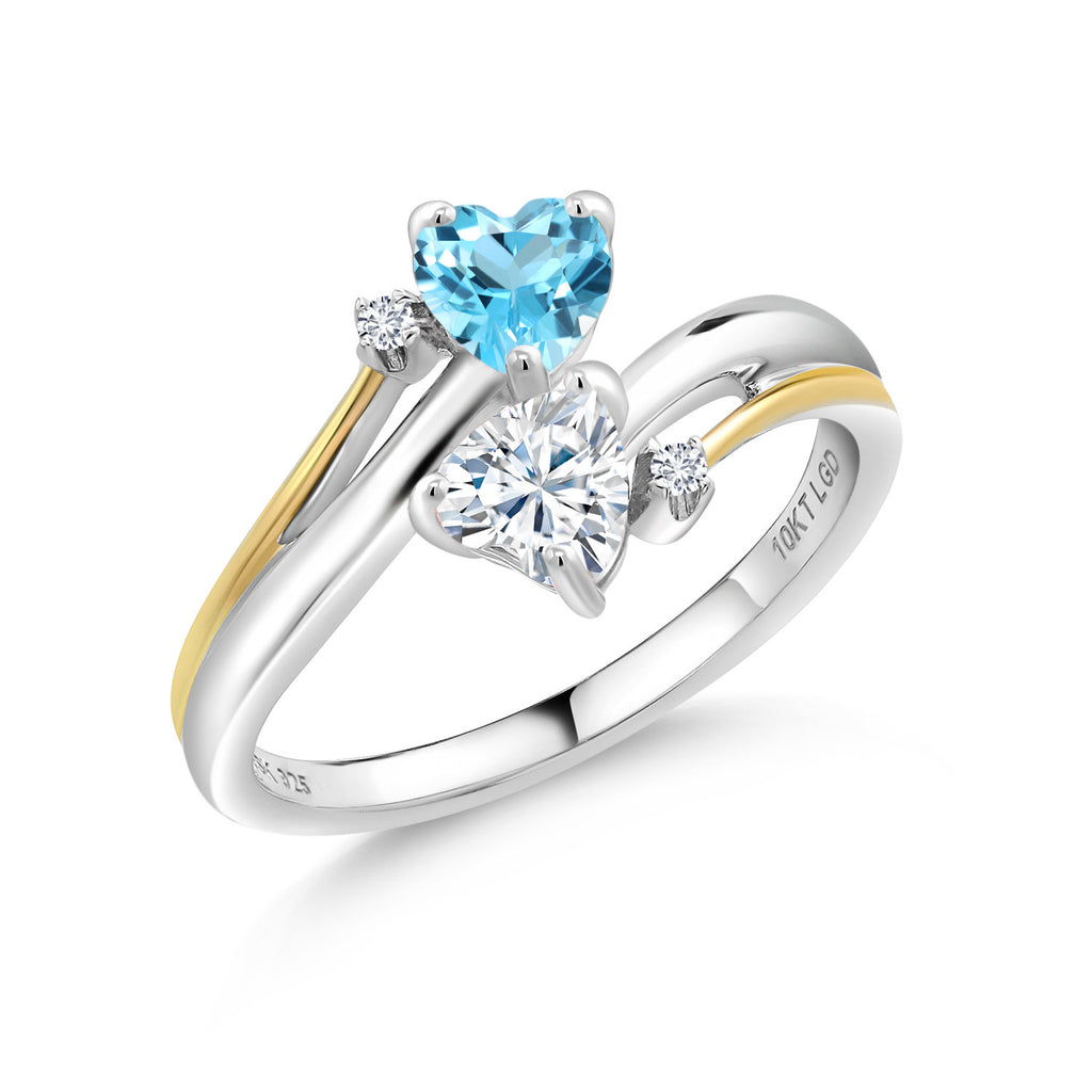 Swiss Blue Topaz - November_9_Ring in 925 Sterling Silver and 10K Yellow Gold