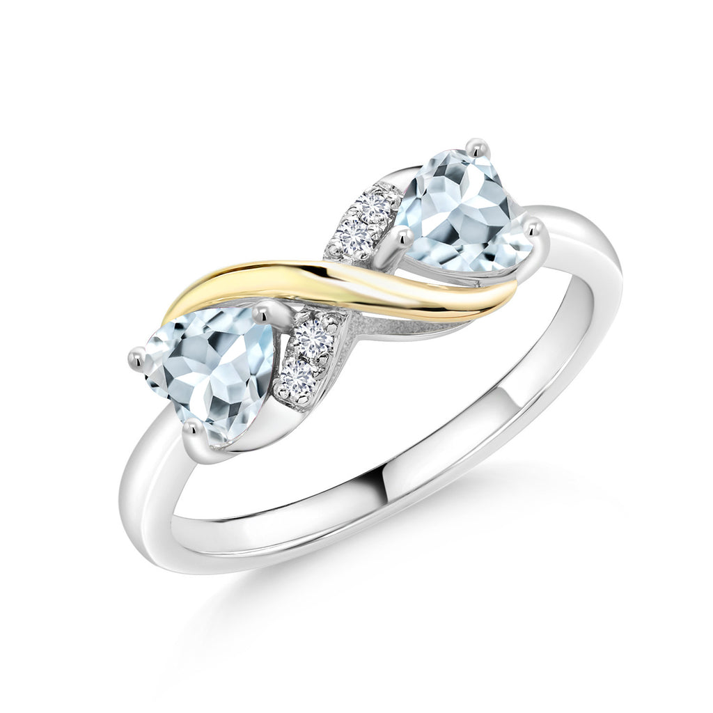 Aquamarine_7_Ring in 925 Sterling Silver and 10K Yellow Gold