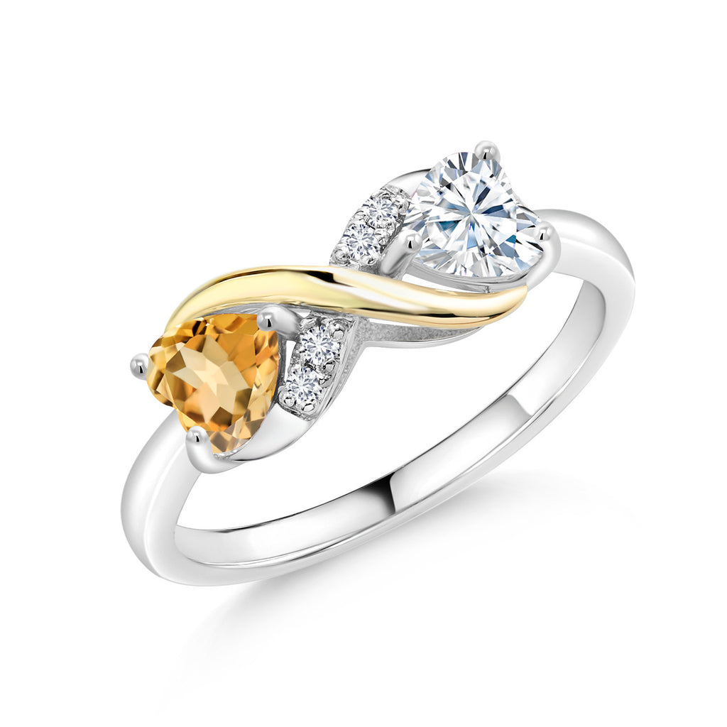 Citrine - November_8_Ring in 925 Sterling Silver and 10K Yellow Gold