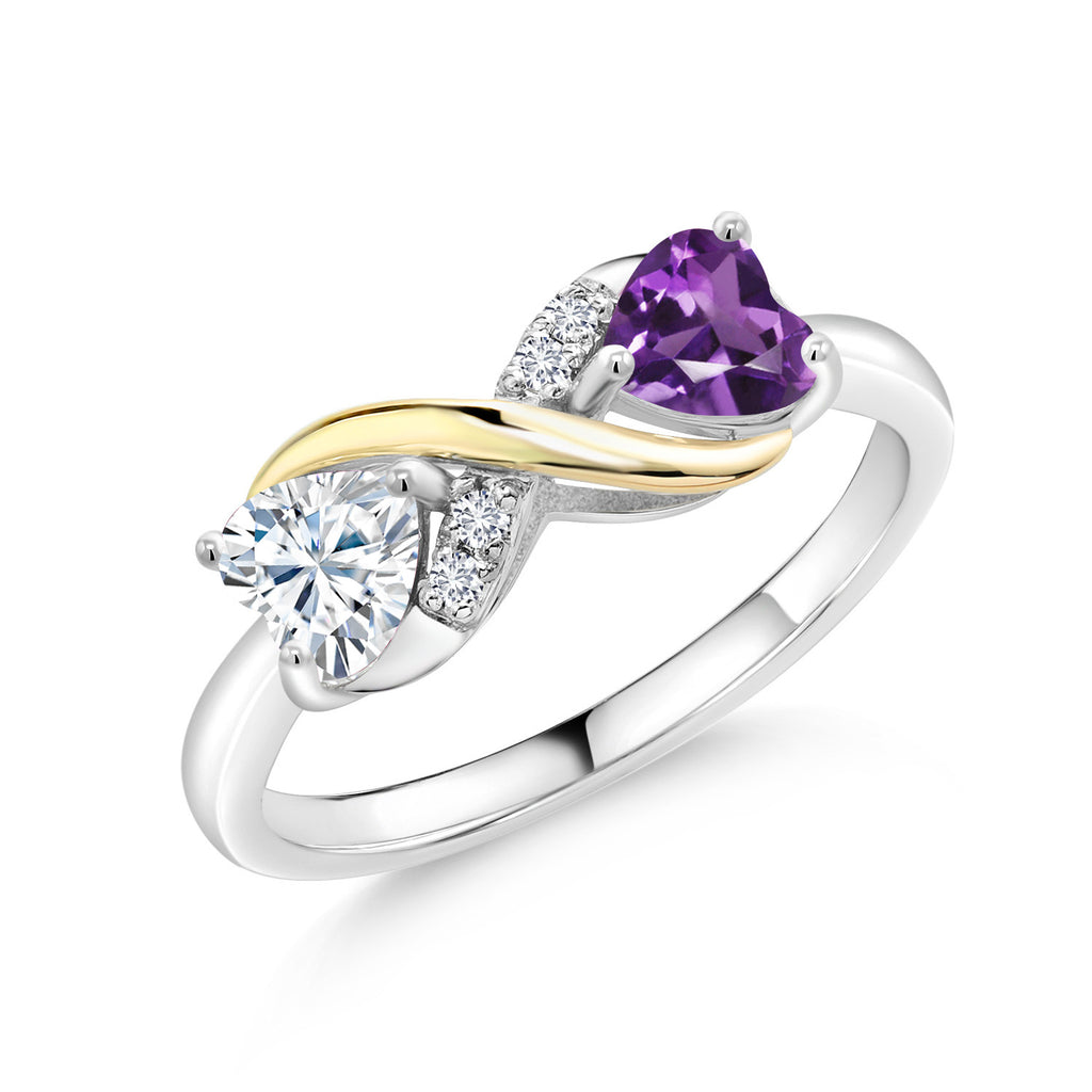 Amethyst - February_9_Ring in 925 Sterling Silver and 10K Yellow Gold