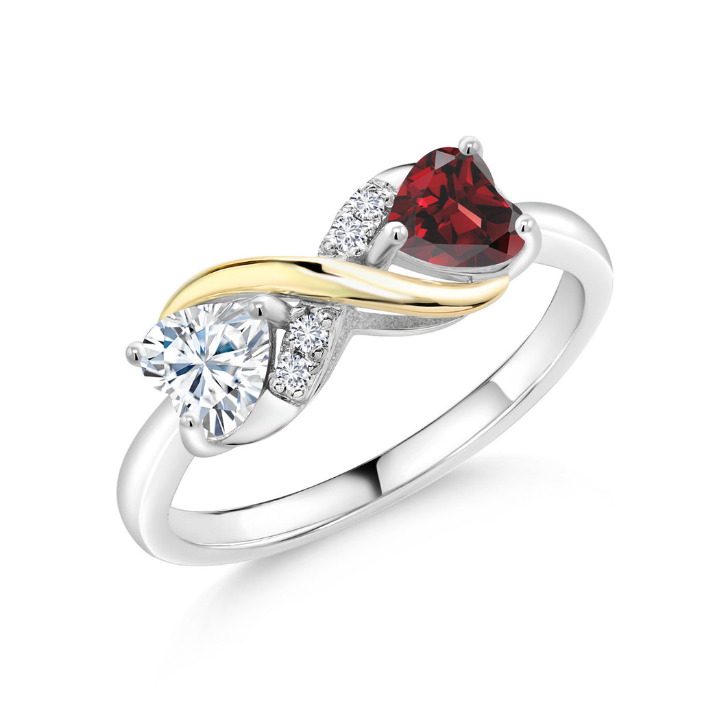 Garnet - January_9_Ring in 925 Sterling Silver and 10K Yellow Gold