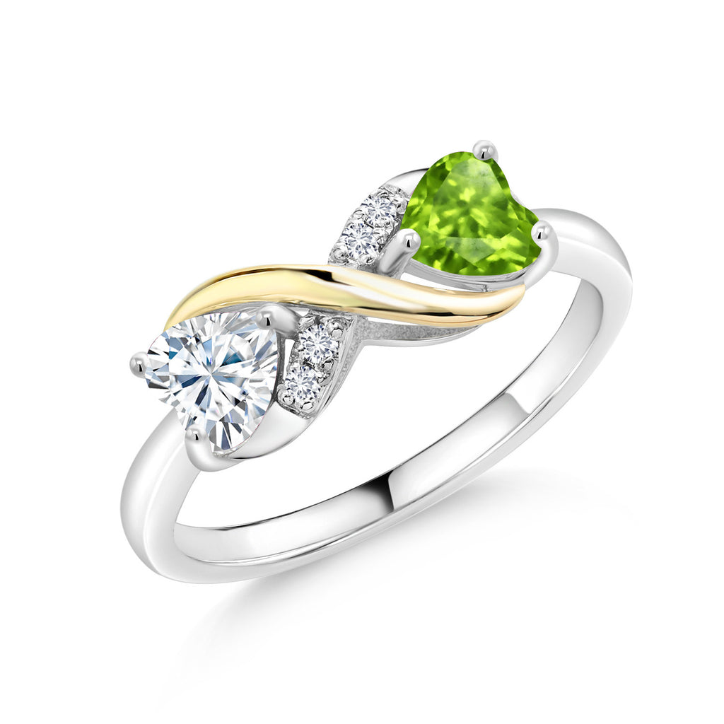 Peridot - August_8_Ring in 925 Sterling Silver and 10K Yellow Gold
