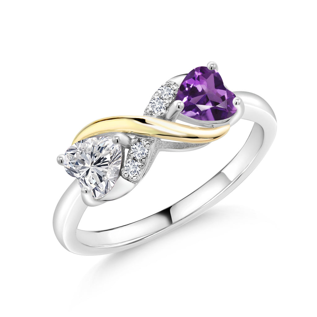 Amethyst - February_9_Ring in 925 Sterling Silver and 10K Yellow Gold