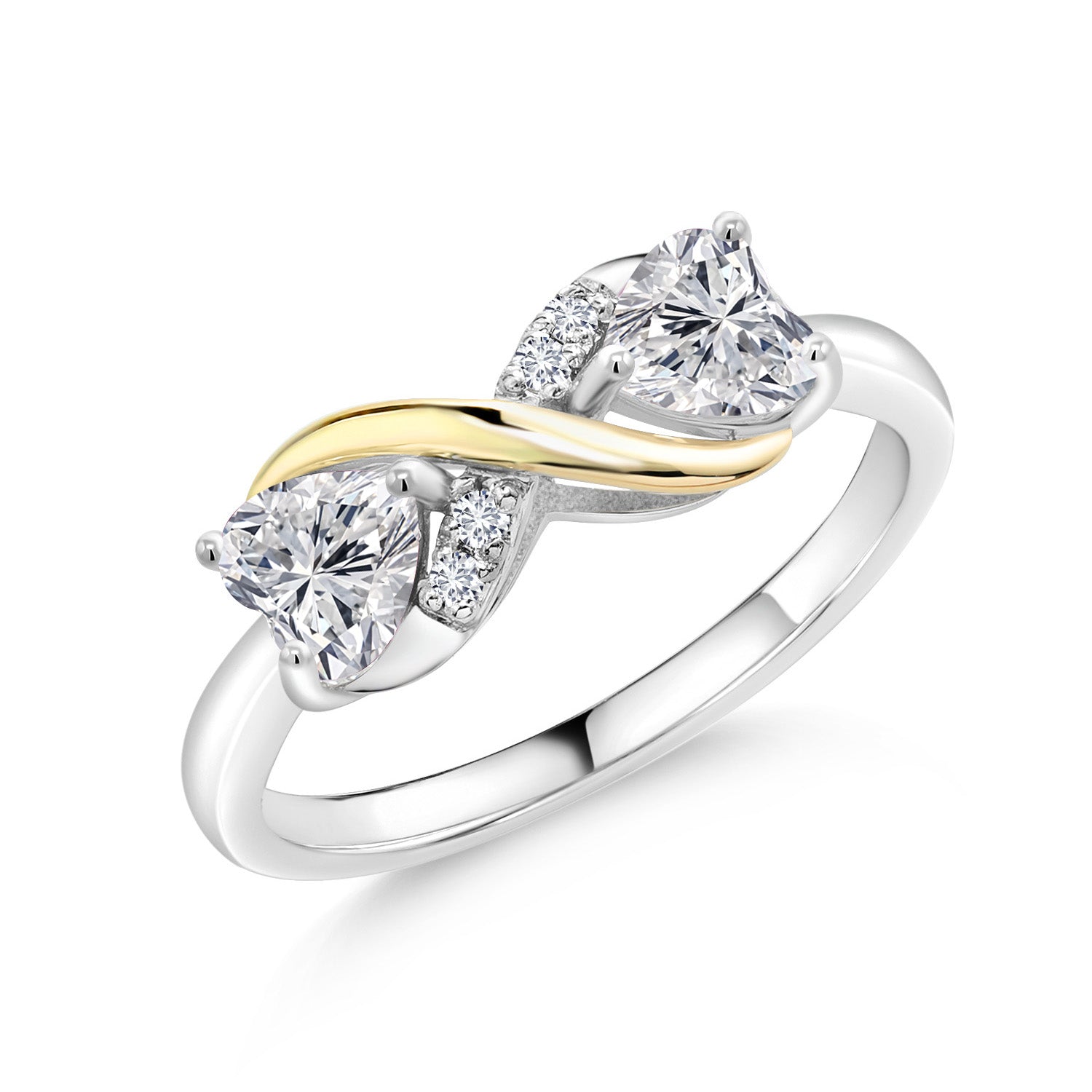 925 Silver and 10K Yellow Gold Lab Grown Diamond Engagement Ring For Women | 0.92 Cttw | Heart Shape 5MM | Gemstone April Birthstone | Available in Size 5,6,7,8,9