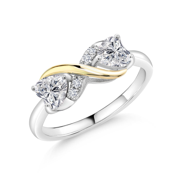 White Lab Grown Diamond - April_5_Ring in 925 Sterling Silver and 10K Yellow Gold