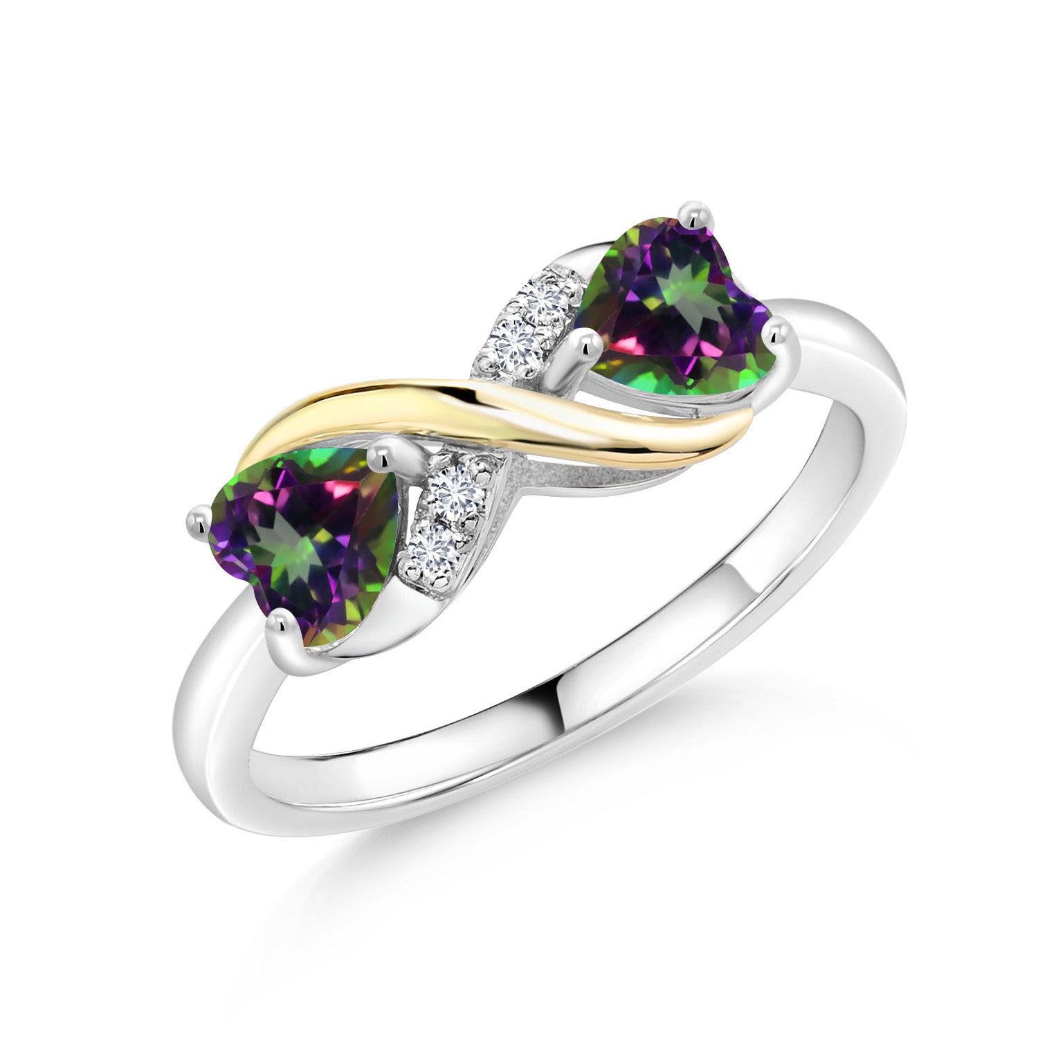 Green Mystic Topaz_7_Ring in 925 Sterling Silver and 10K Yellow Gold