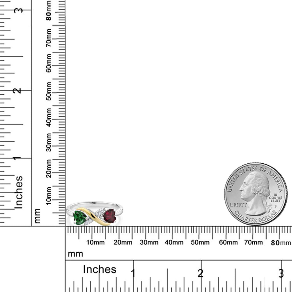 Nano Emerald - Rhodolite Garnet_7_Ring in 925 Sterling Silver and 10K Yellow Gold