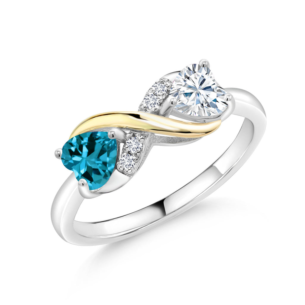 London Blue Topaz - November_9_Ring in 925 Sterling Silver and 10K Yellow Gold