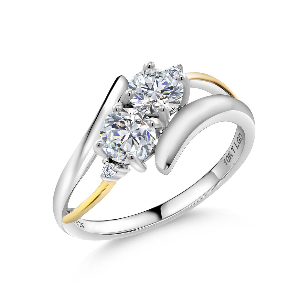 White Lab Grown Diamond_5_Ring in 925 Sterling Silver and 10K Yellow Gold
