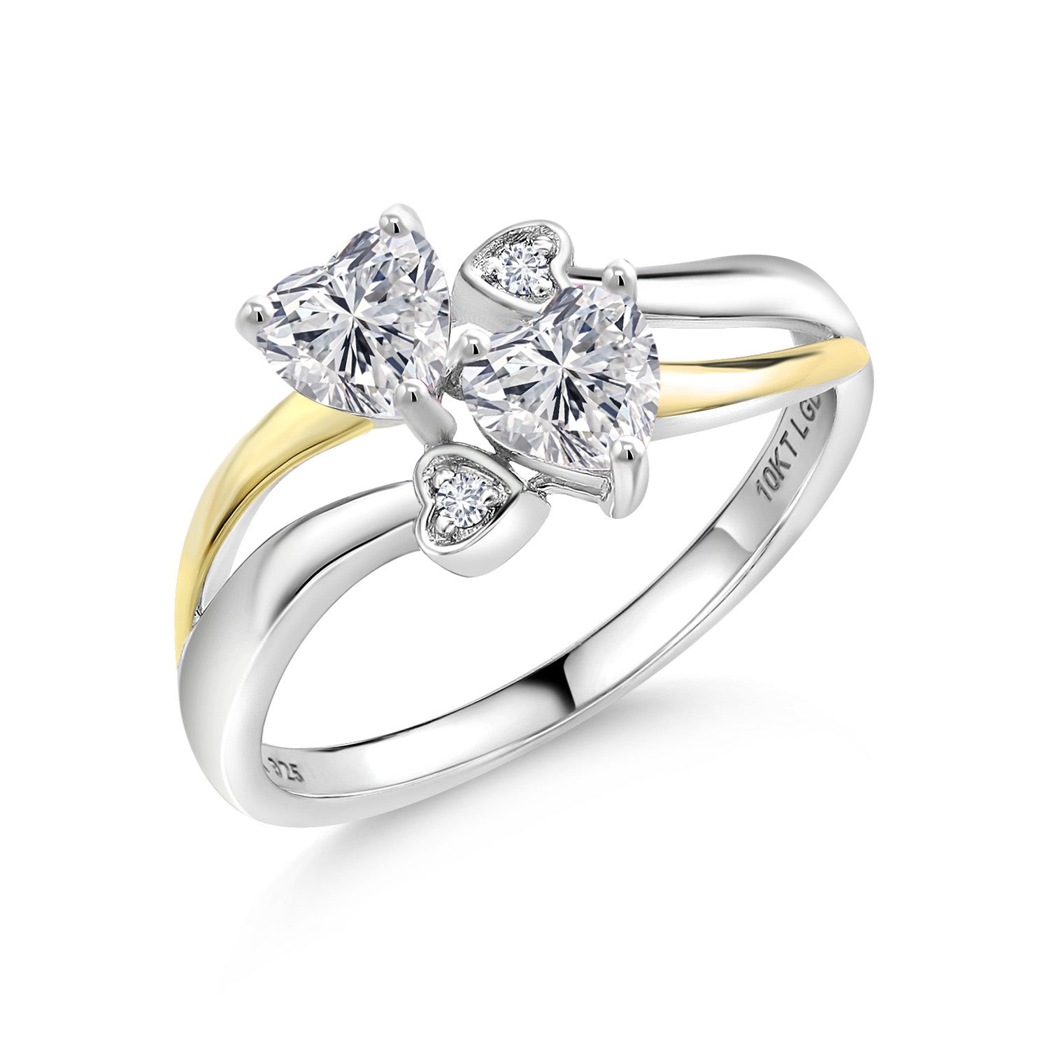 925 Silver and 10K Yellow Gold Lab Grown Diamond Engagement Ring For Women | 0.90 Cttw | Heart Shape 5MM | Gemstone April Birthstone | Available in Size 5,6,7,8,9