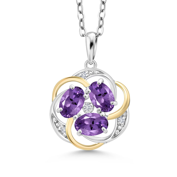 Amethyst - February_Pendant in 925 Sterling Silver and 10K Yellow Gold