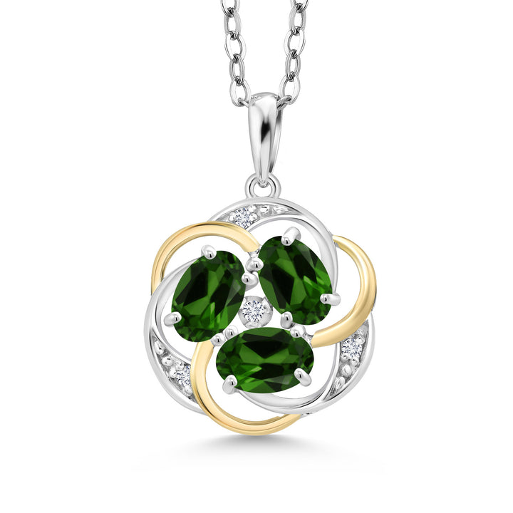 Chrome Diopside_Pendant in 925 Sterling Silver and 10K Yellow Gold