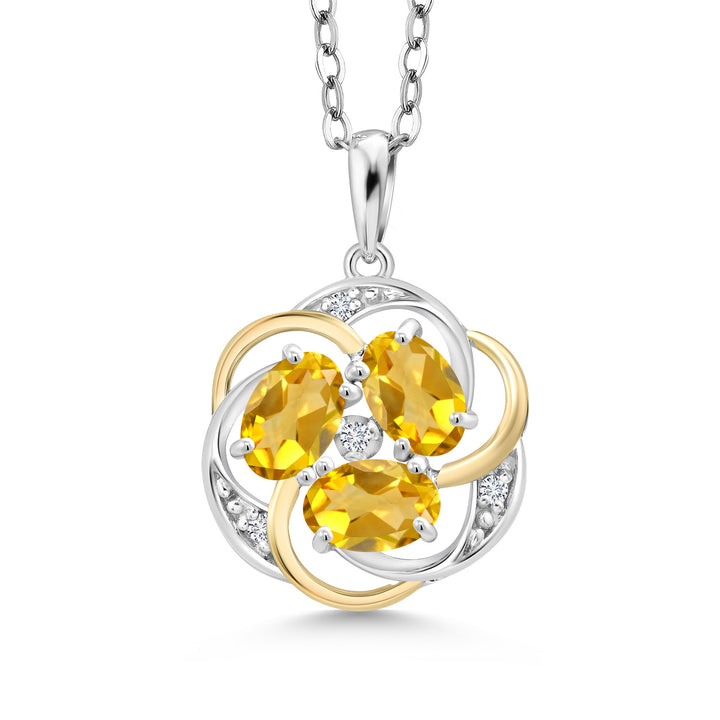 Citrine - November_Pendant in 925 Sterling Silver and 10K Yellow Gold
