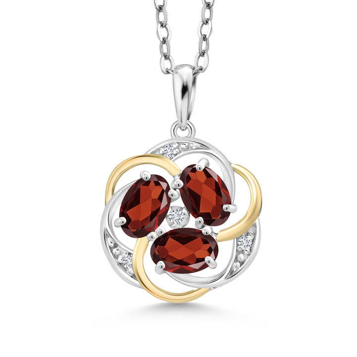 Garnet - January_Pendant in 925 Sterling Silver and 10K Yellow Gold