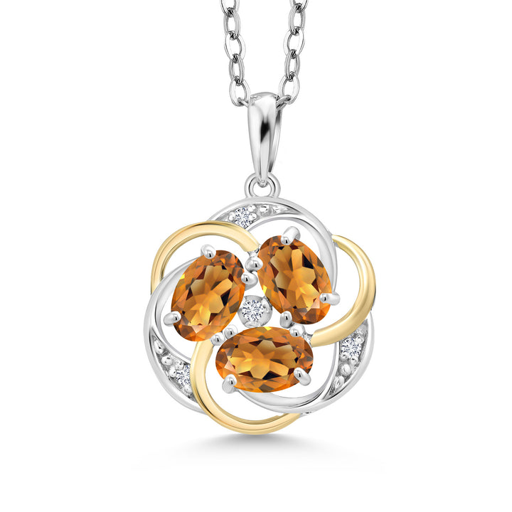 Madeira Citrine_Pendant in 925 Sterling Silver and 10K Yellow Gold