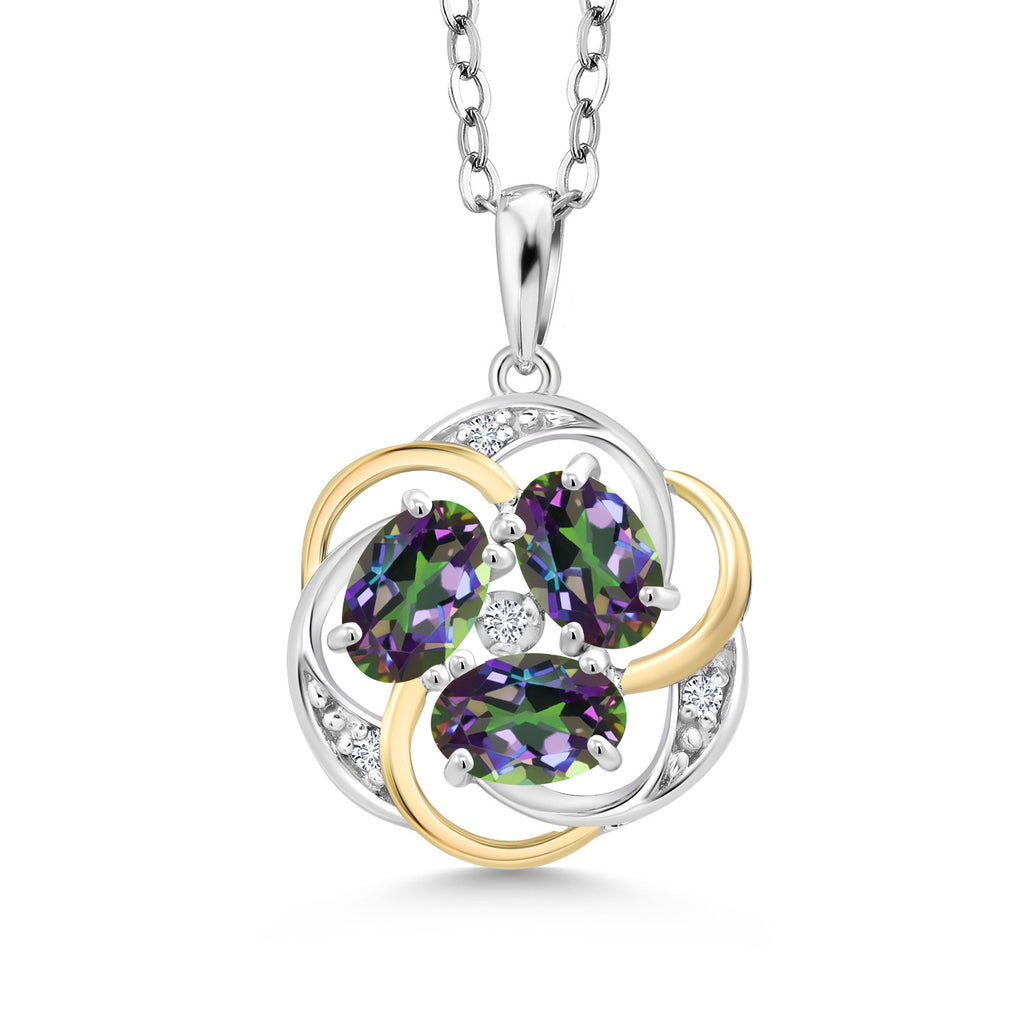 Green Mystic Topaz_Pendant in 925 Sterling Silver and 10K Yellow Gold