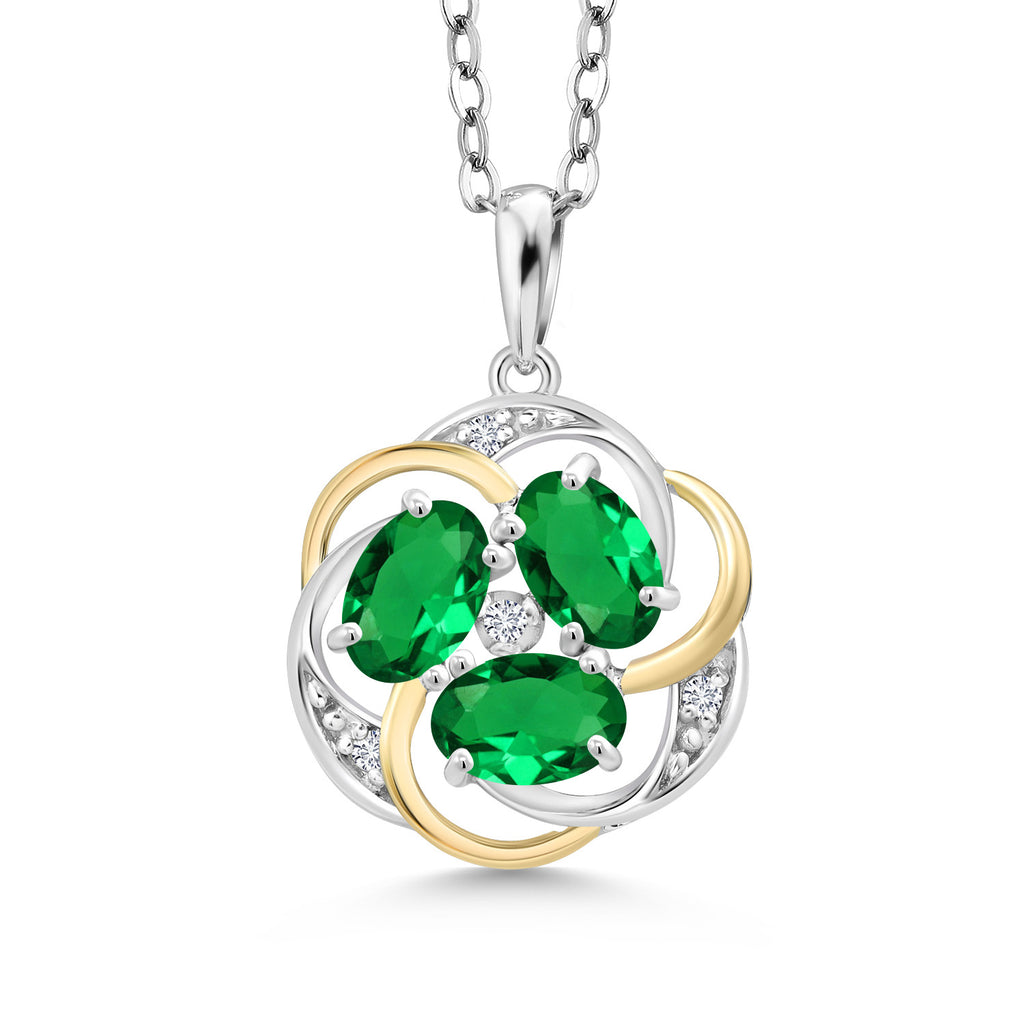 Nano Emerald - May_Pendant in 925 Sterling Silver and 10K Yellow Gold