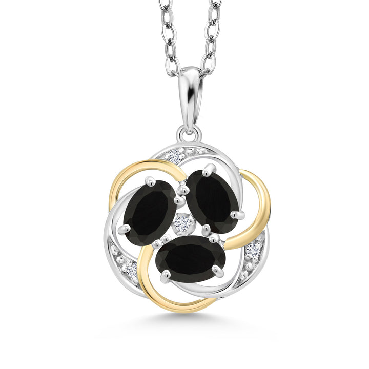 Onyx - December_Pendant in 925 Sterling Silver and 10K Yellow Gold