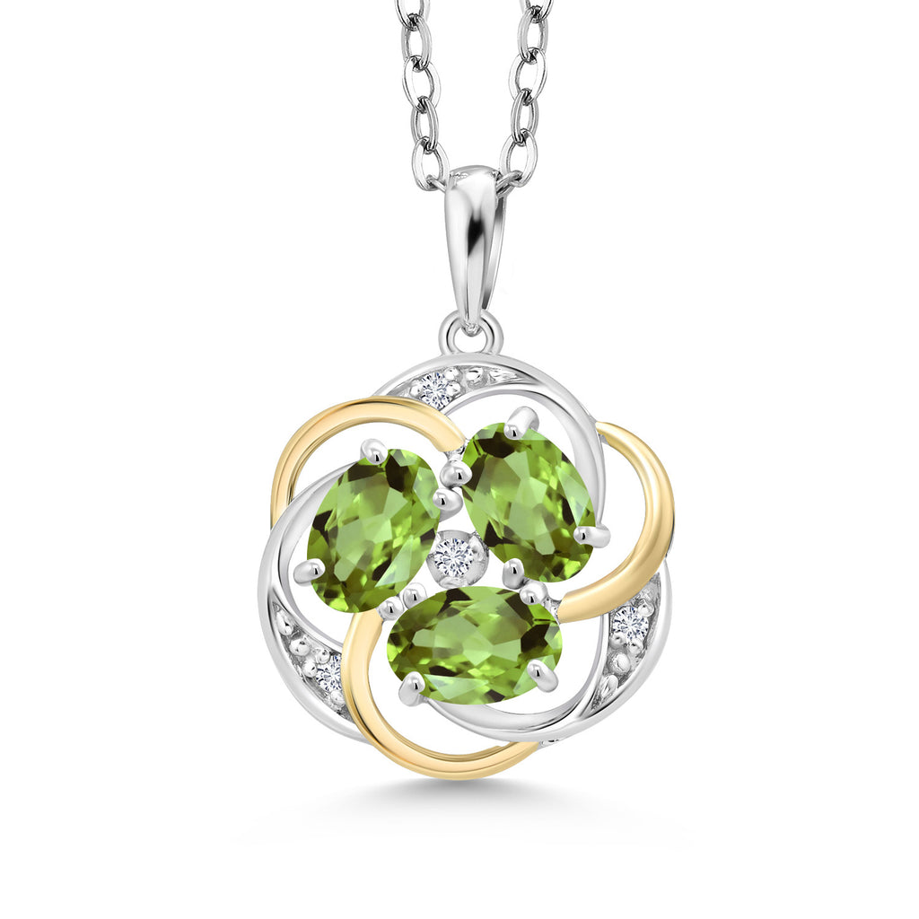 Peridot - August_Pendant in 925 Sterling Silver and 10K Yellow Gold