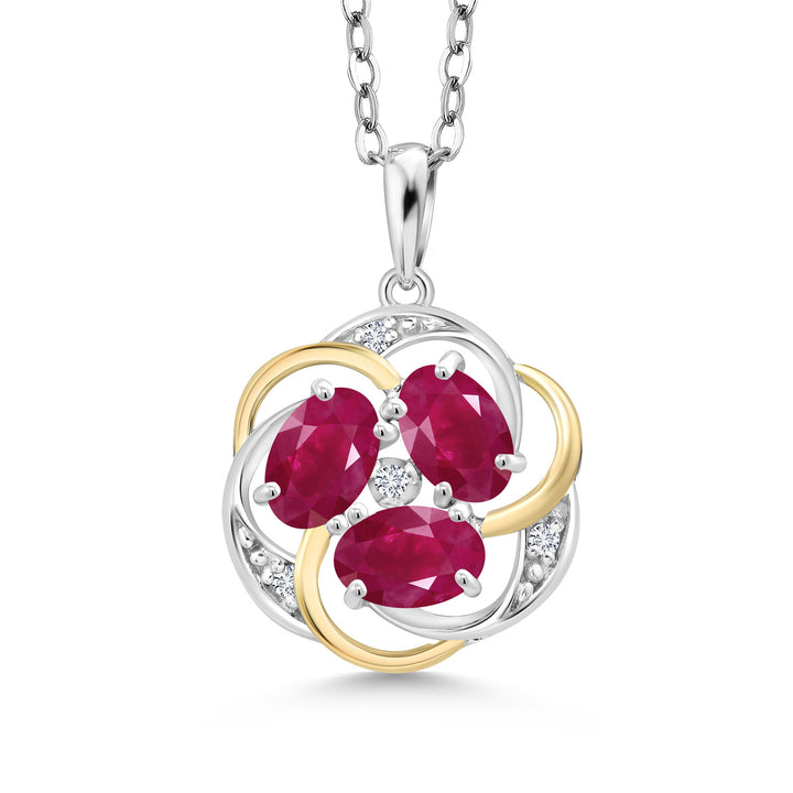 Ruby - July_Pendant in 925 Sterling Silver and 10K Yellow Gold