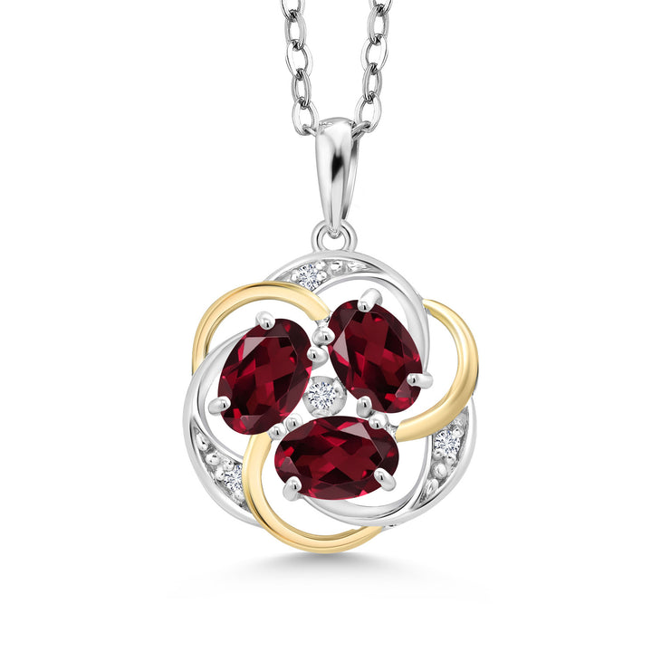 Rhodolite Garnet_Pendant in 925 Sterling Silver and 10K Yellow Gold