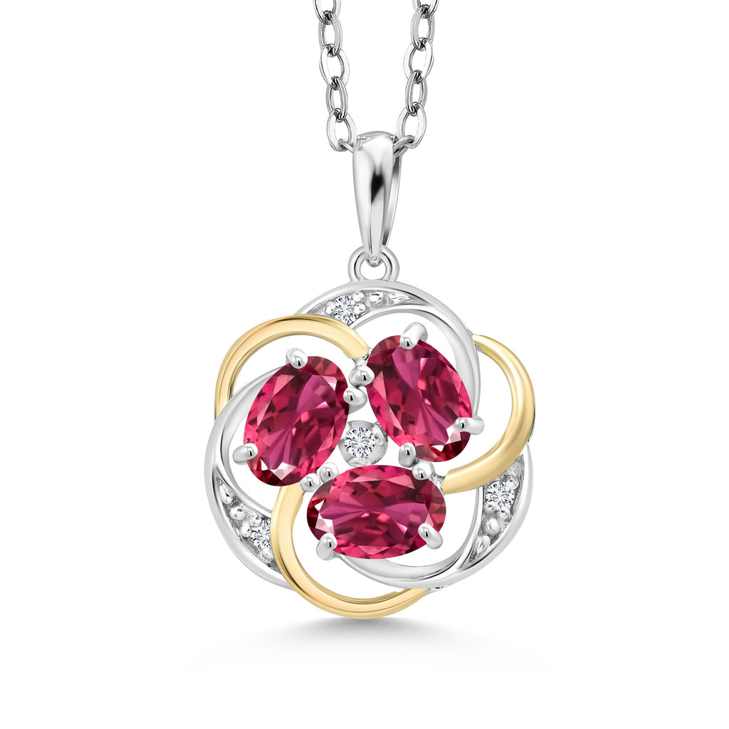 Pink Tourmaline - October_Pendant in 925 Sterling Silver and 10K Yellow Gold