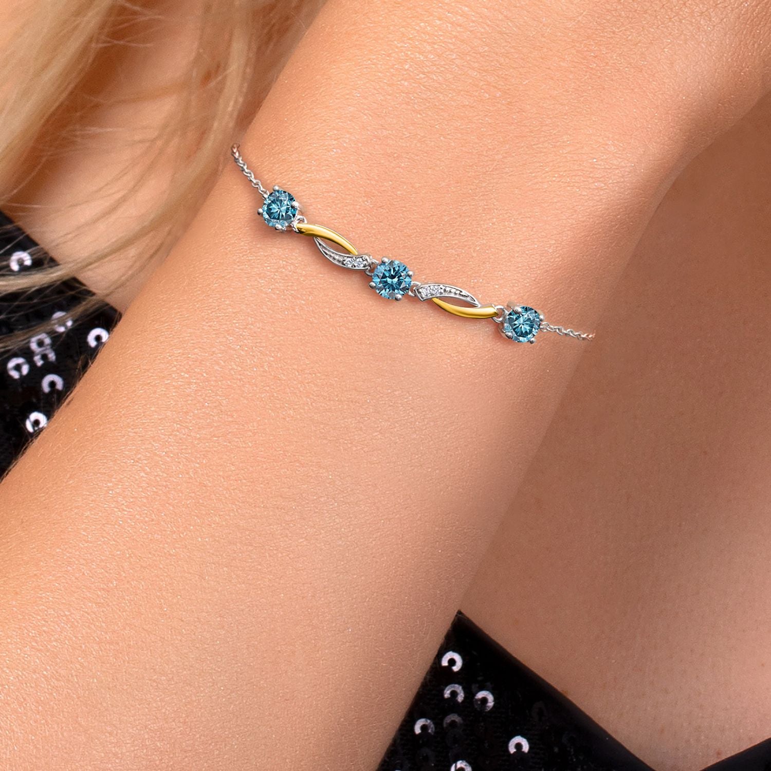 Bracelet in 925 Sterling Silver and 10K Yellow Gold
