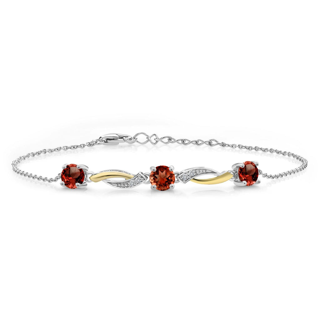Garnet - January_Bracelet in 925 Sterling Silver and 10K Yellow Gold