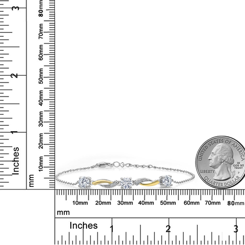 White Lab Grown Diamond - April_Bracelet in 925 Sterling Silver and 10K Yellow Gold