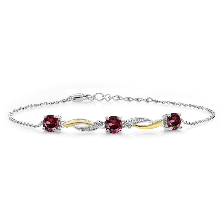 Rhodolite Garnet_Bracelet in 925 Sterling Silver and 10K Yellow Gold