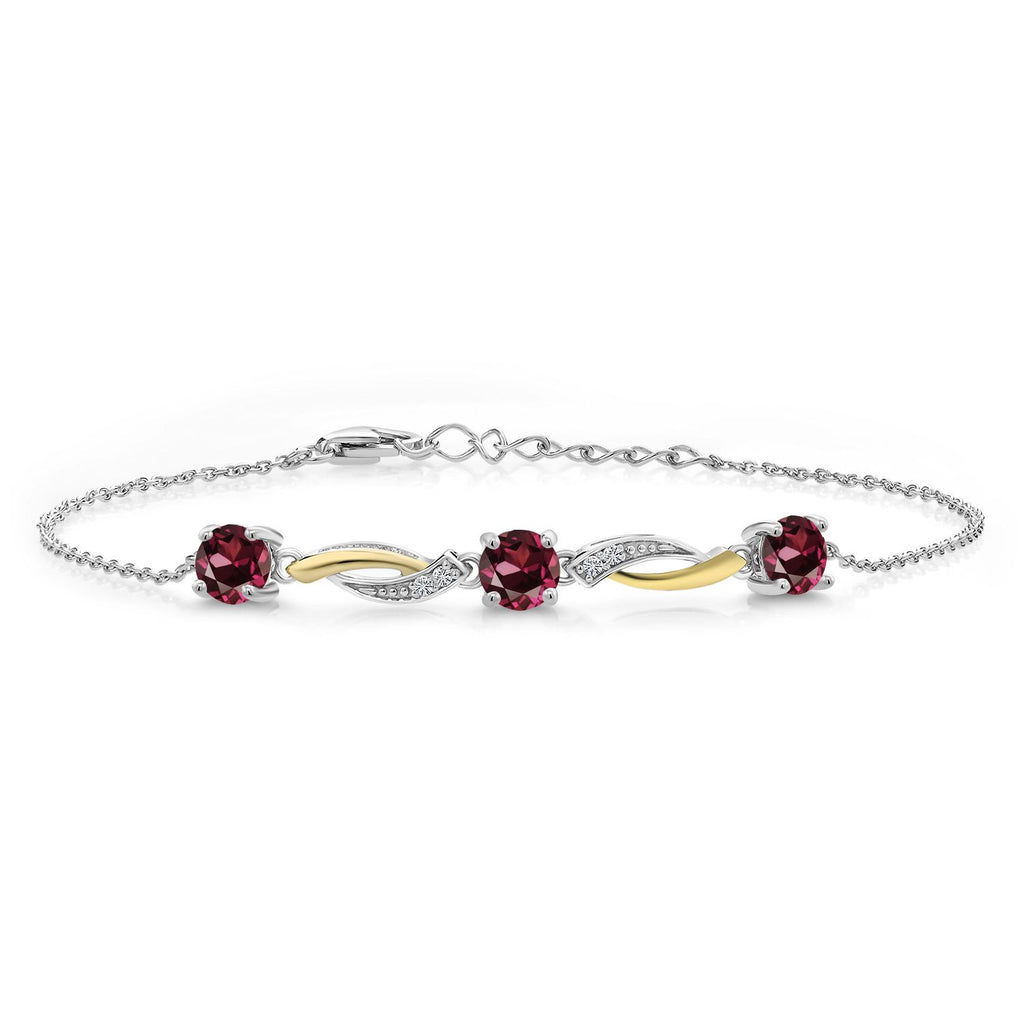 Rhodolite Garnet_Bracelet in 925 Sterling Silver and 10K Yellow Gold