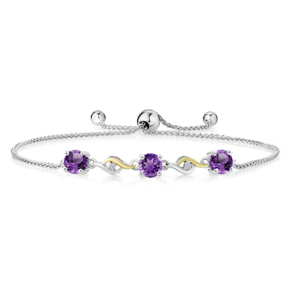 Amethyst - February_Bracelet in 925 Sterling Silver and 10K Yellow Gold
