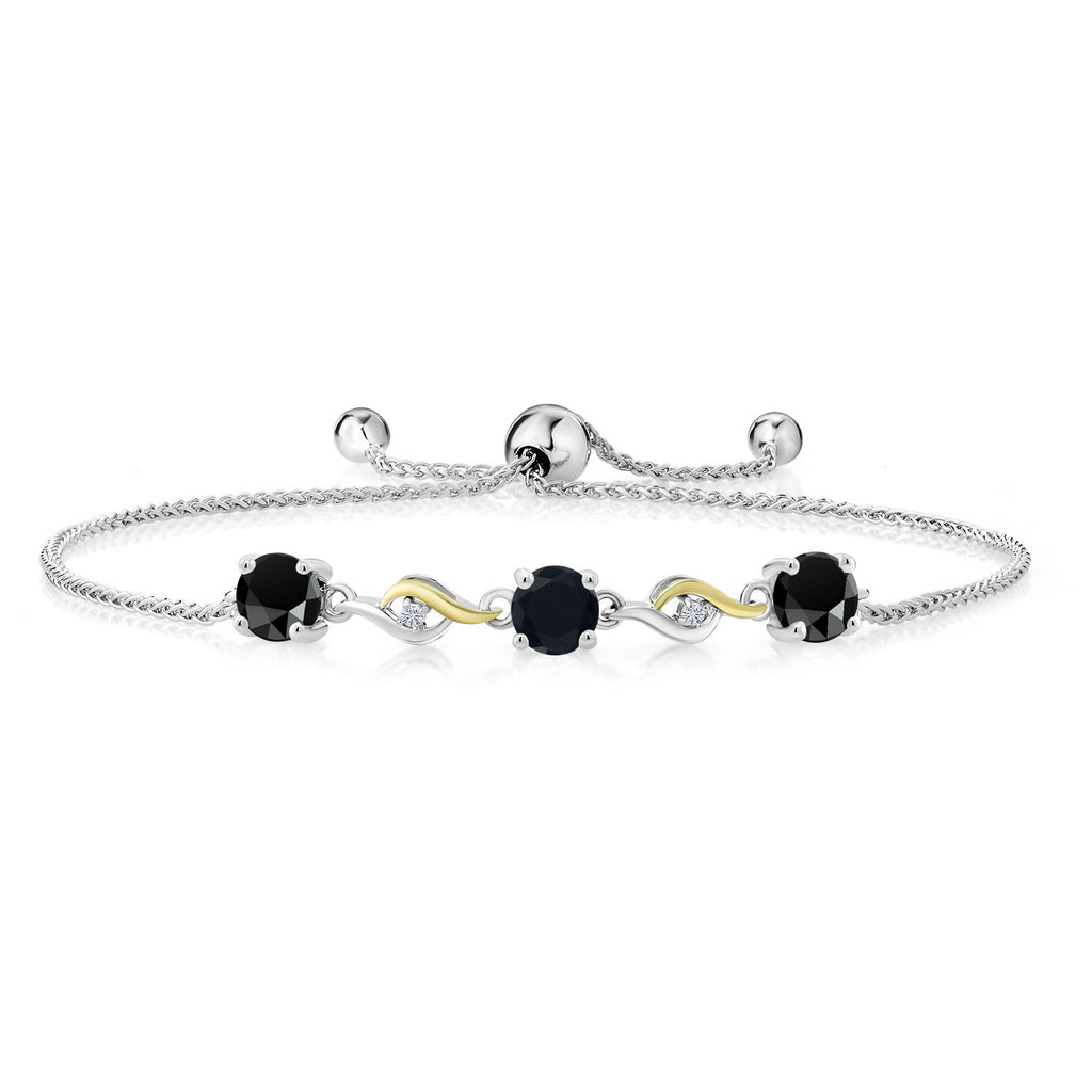 Onyx - December_Bracelet in 925 Sterling Silver and 10K Yellow Gold