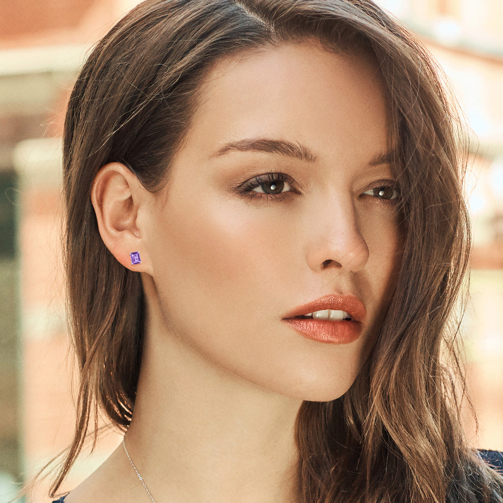 Amethyst - February_Earrings in 14K White Gold