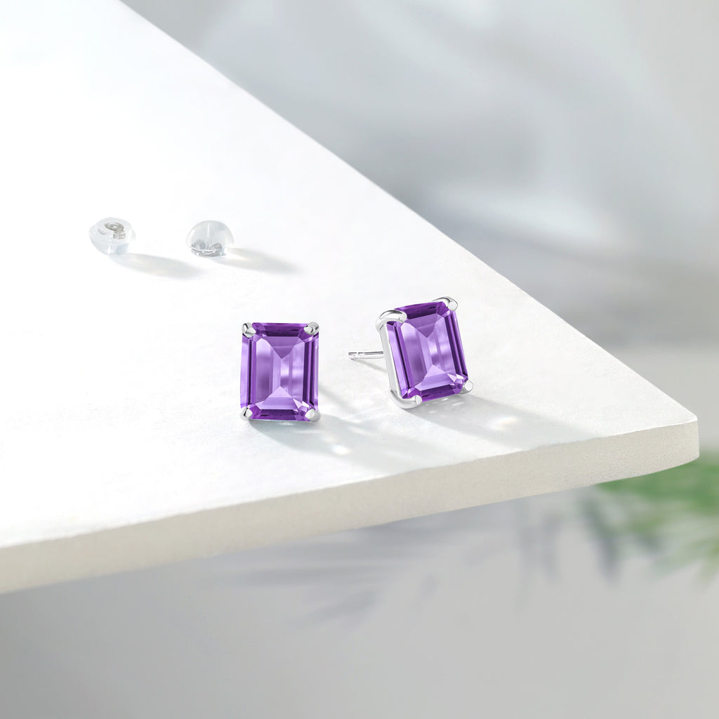 Amethyst - February_Earrings in 14K White Gold