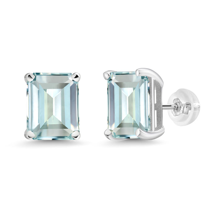 Simulated Aquamarine_Earrings in 14K White Gold